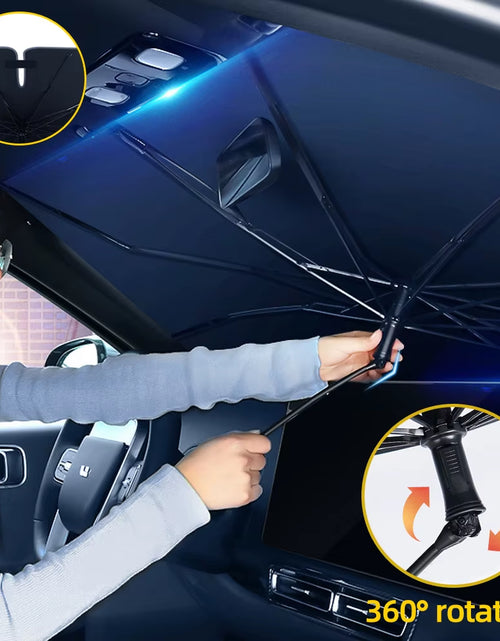 Bild in Gallery-Viewer laden, Sunshield 360 – Rotatable Umbrella-Style Car Windshield Sunshade with UV &amp; Heat Protection
