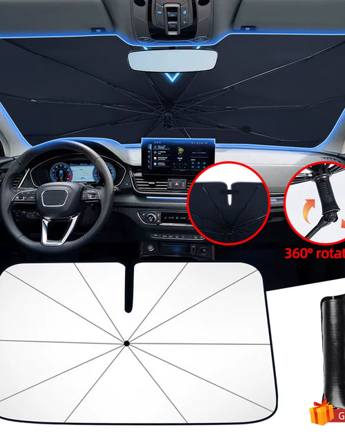 Bild in Gallery-Viewer laden, Sunshield 360 – Rotatable Umbrella-Style Car Windshield Sunshade with UV &amp; Heat Protection

