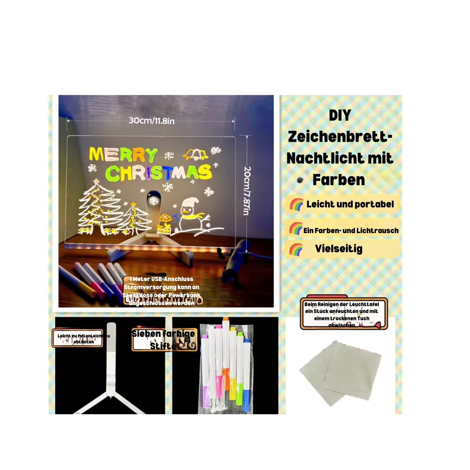 Glow Board™ - Leuchtende Nachrichten- & Maltafel für Kinder - 1 + 1 GRATIS!