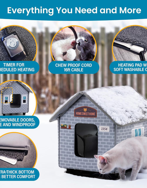 Bild in Gallery-Viewer laden, Heated Cat Houses for Outdoor Cats in Winter - Heated Outdoor Cat House Weatherproof - Outdoor Heated Cat House - Easy to Assemble
