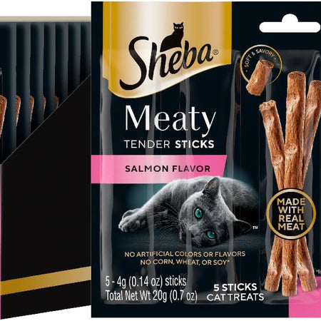 Meaty Tender Sticks Soft Cat Treats Salmon Flavor, 0.14 Oz Sticks (Pack of 10) (50 Sticks Total)