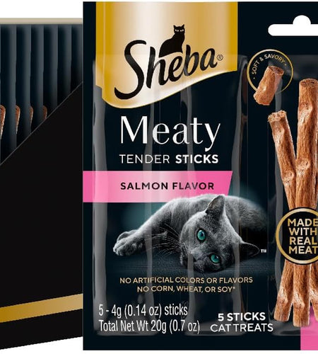 Meaty Tender Sticks Soft Cat Treats Salmon Flavor, 0.14 Oz Sticks (Pack of 10) (50 Sticks Total)
