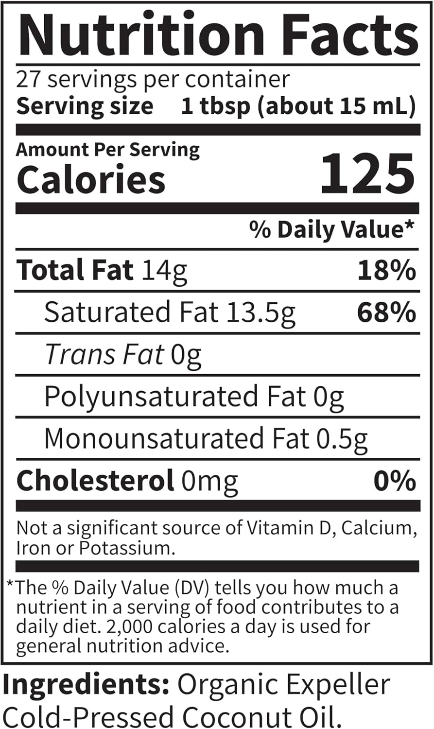 Coconut Oil for Hair, Skin, Cooking - Raw Extra Virgin Organic Coconut Oil, 27 Servings - Pure Unrefined Cold Pressed Oil with Mcts for Body Care or Baking, Aceite De Coco Organico