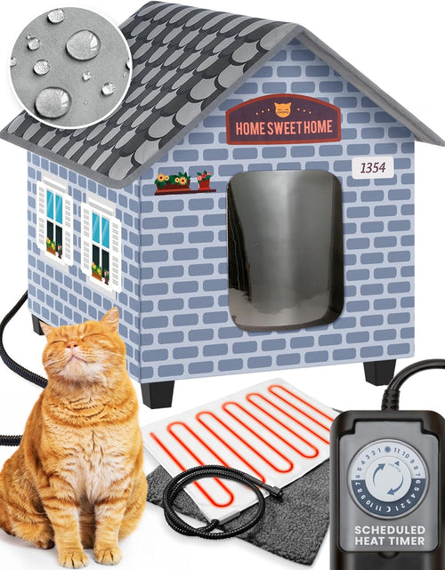 Bild in Gallery-Viewer laden, Heated Cat Houses for Outdoor Cats in Winter - Heated Outdoor Cat House Weatherproof - Outdoor Heated Cat House - Easy to Assemble
