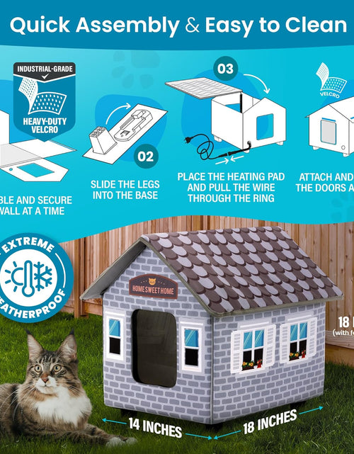 Bild in Gallery-Viewer laden, Heated Cat Houses for Outdoor Cats in Winter - Heated Outdoor Cat House Weatherproof - Outdoor Heated Cat House - Easy to Assemble
