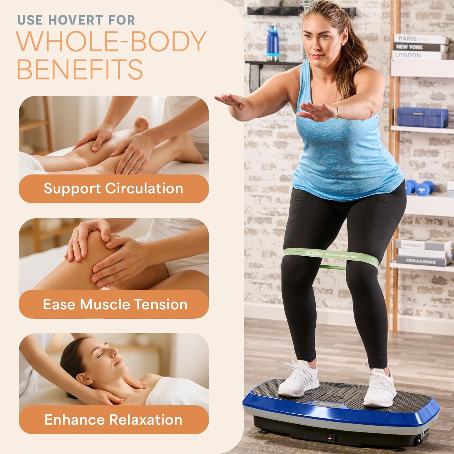 Hovert 3D Vibration Plate Machine - Dual Motor Oscillation, Lateral + 3D Motion Viberation Platform Machine - Full Whole Body Vibrarating Machine for Home Exercise & Fitness