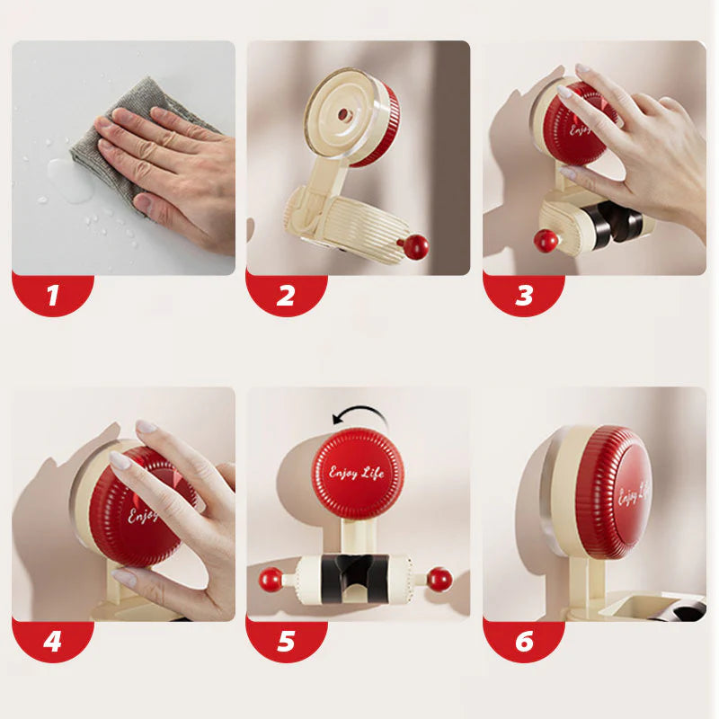 Verstellbarer Saugnapf-Duschhalter (Schwarz / Rot)